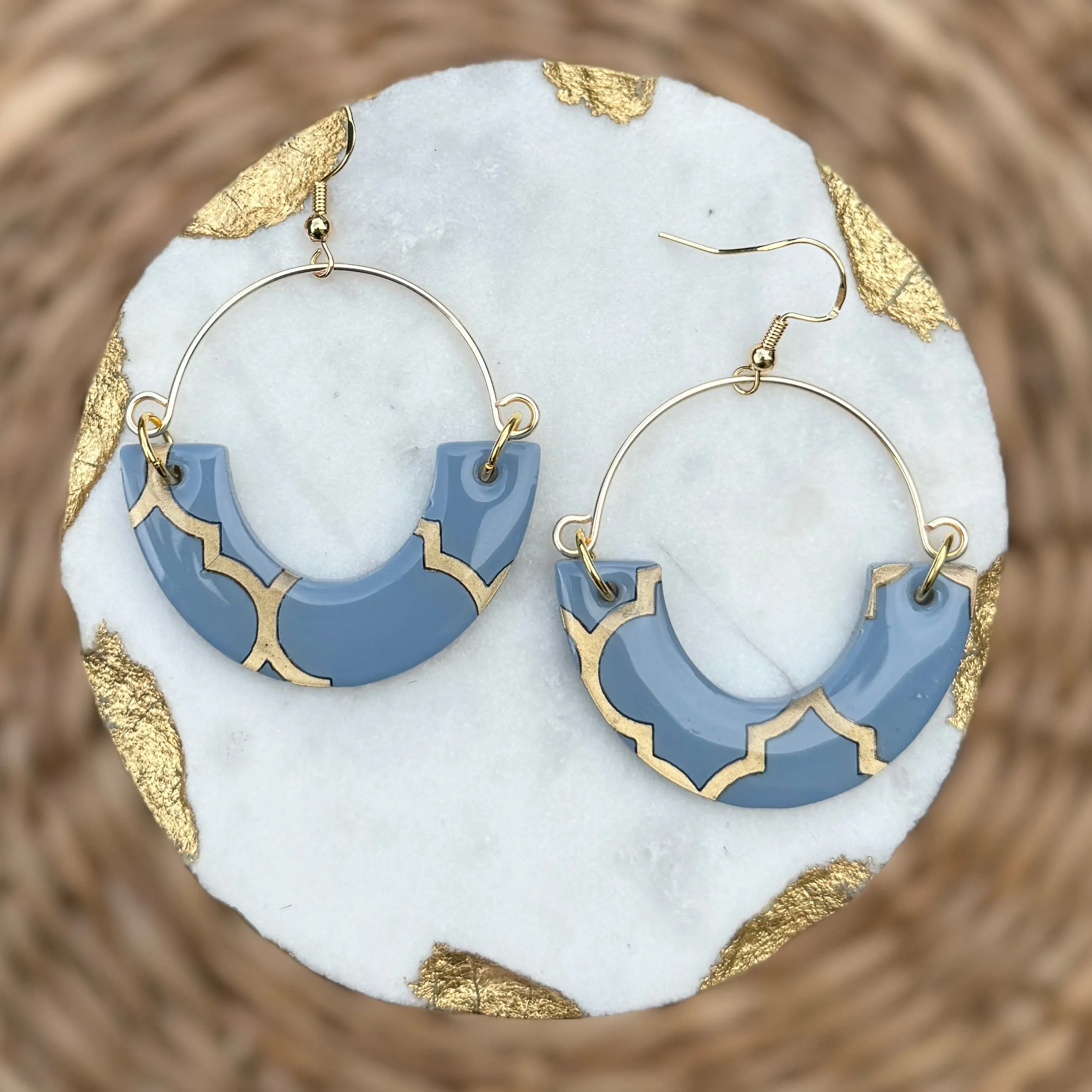 Printed Remix Hoops - Coastal Blue - Acrylic Earrings