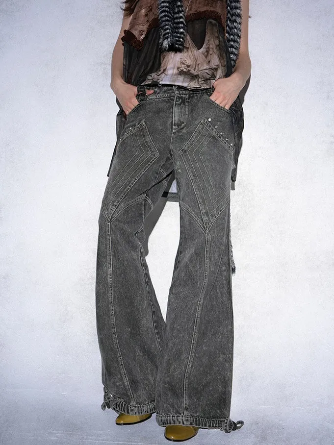 Raw Edge Low-rise Flared Jeans