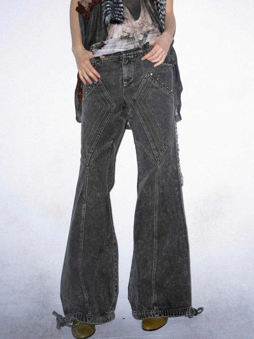 Raw Edge Low-rise Flared Jeans