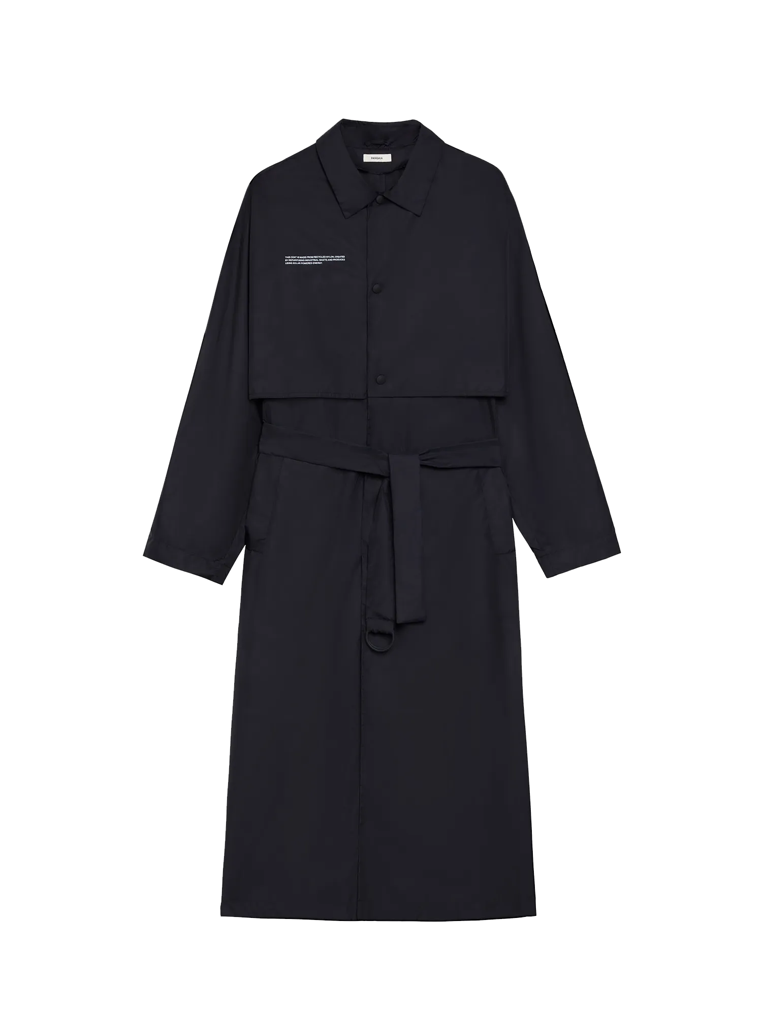 Recycled Nylon Trench Coat—black