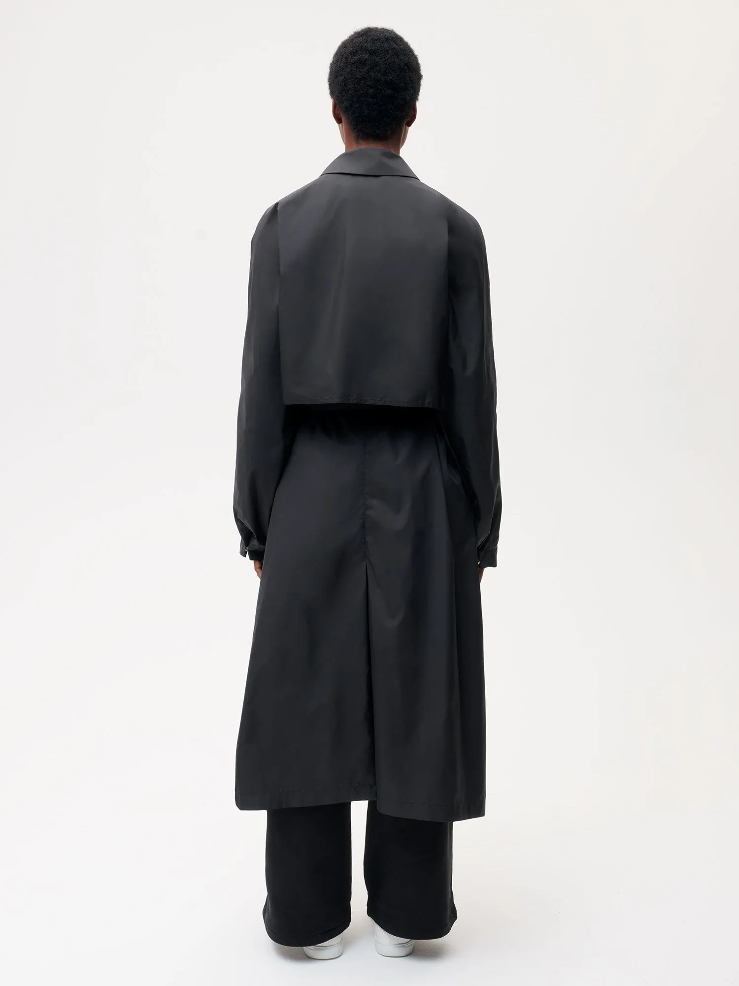 Recycled Nylon Trench Coat—black