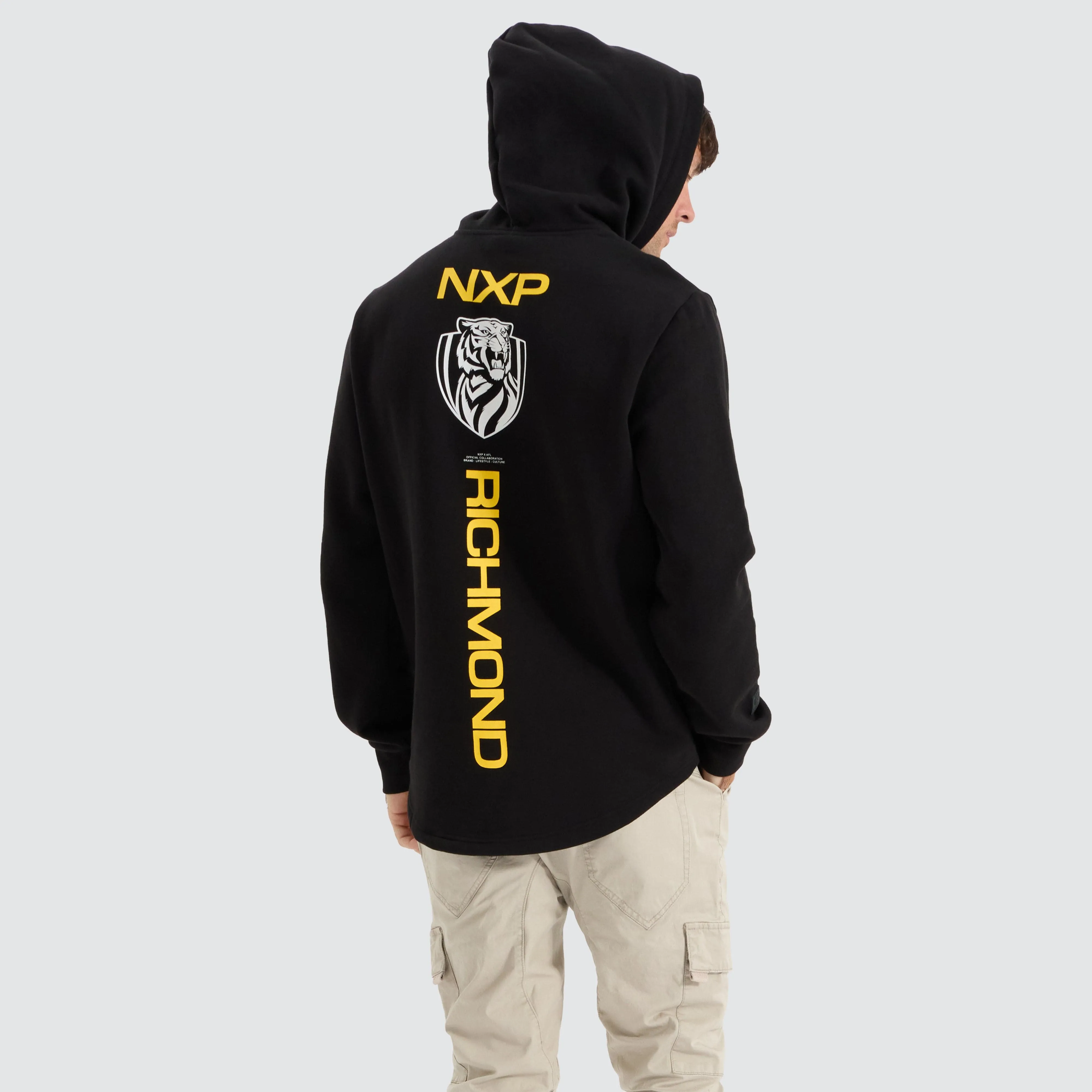 Richmond Tigers AFL Dual Curved Hoodie Jet Black