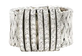 Roberto Coin 0.80 CTW Diamond 18 Karat White Gold Primavera Woven Band Ring