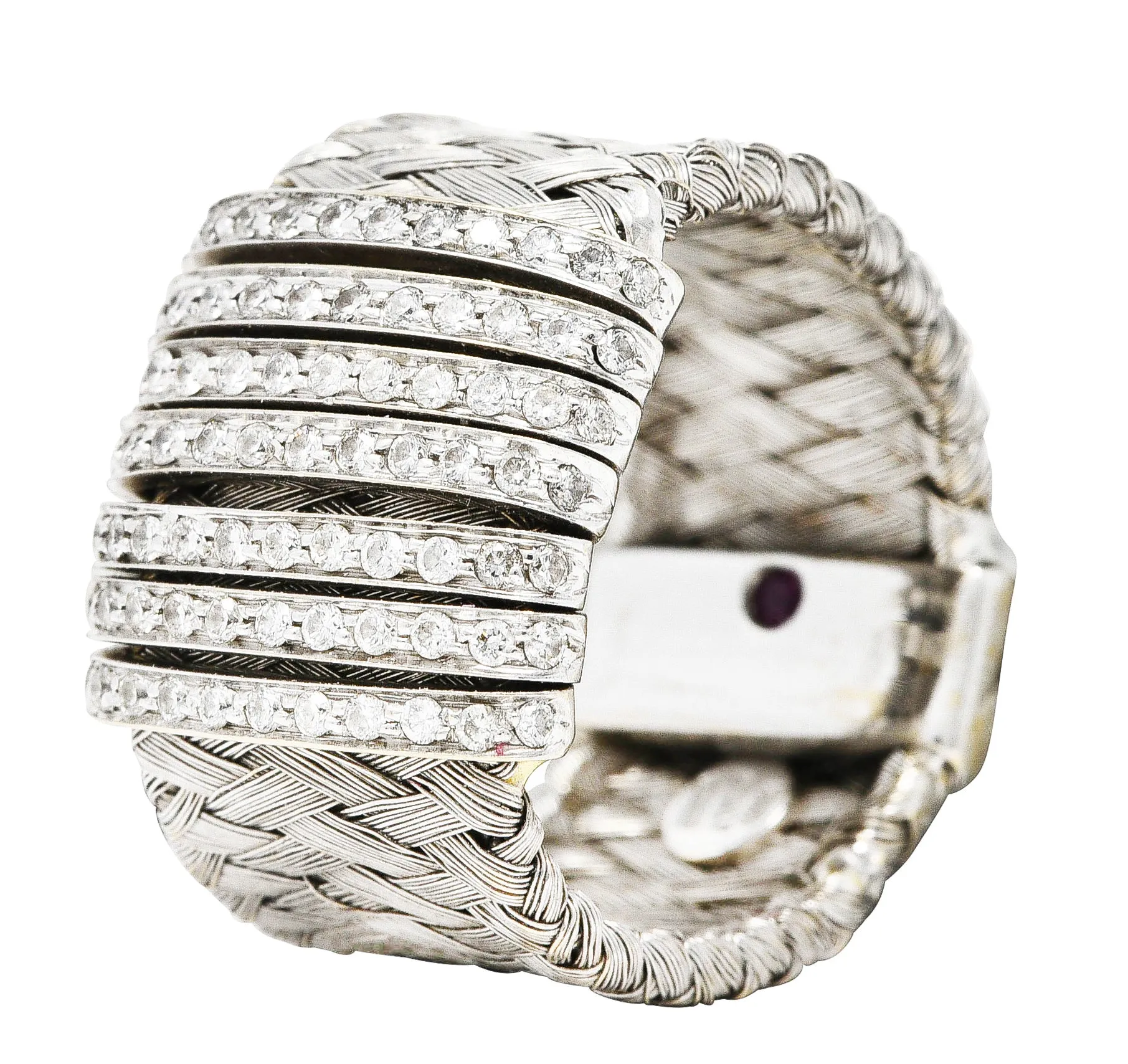 Roberto Coin 0.80 CTW Diamond 18 Karat White Gold Primavera Woven Band Ring