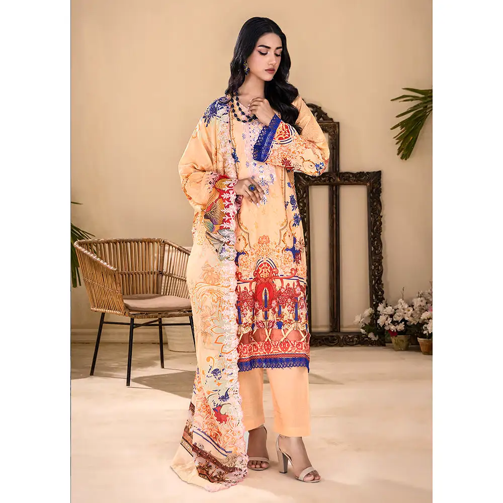 Ruby Lawn Printed Embroidered Unstitched 3Pcs Suit - 10