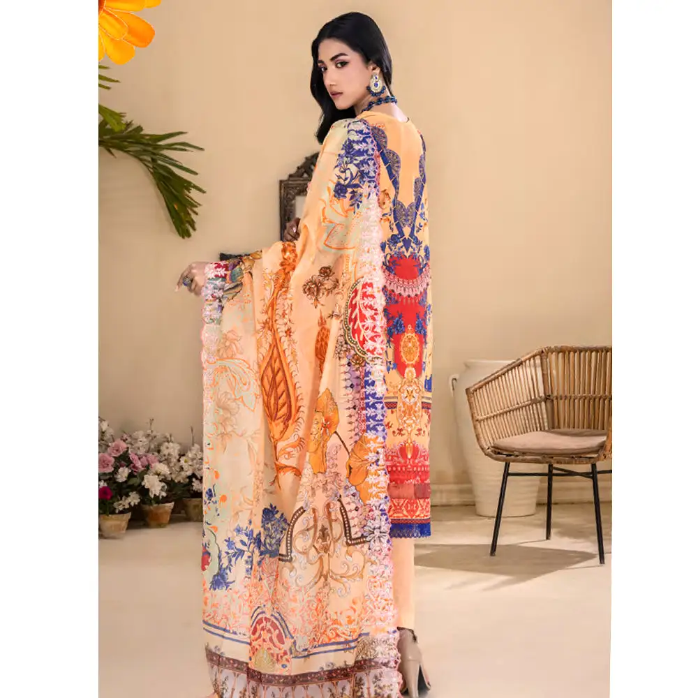 Ruby Lawn Printed Embroidered Unstitched 3Pcs Suit - 10