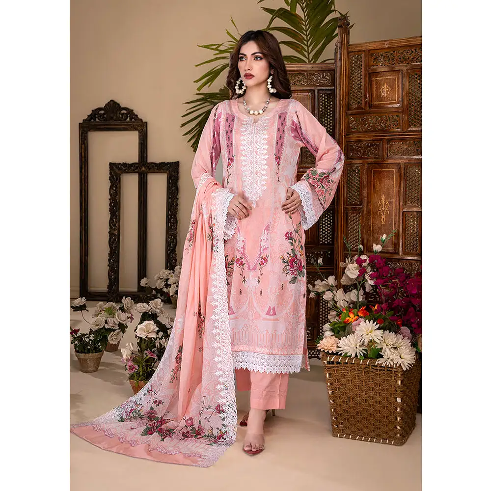 Ruby Lawn Printed Embroidered Unstitched 3Pcs Suit - 2