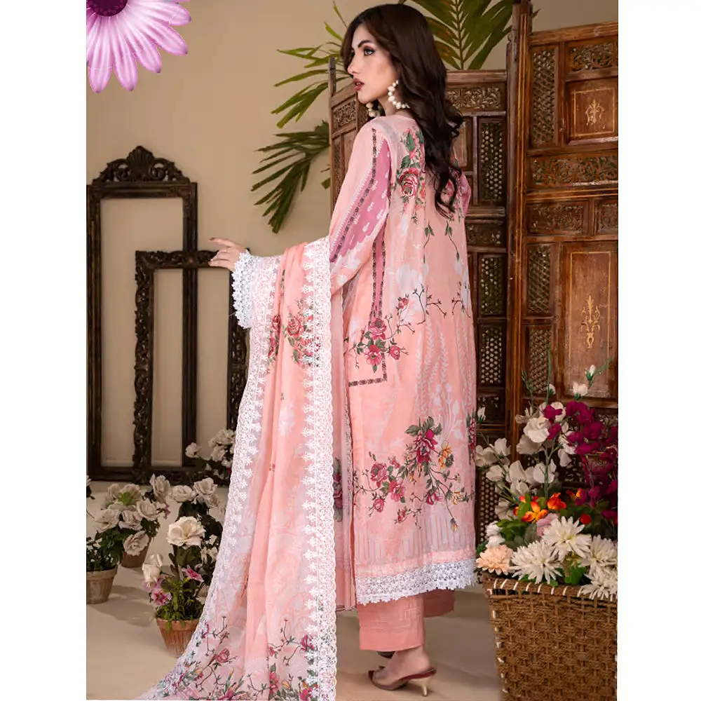 Ruby Lawn Printed Embroidered Unstitched 3Pcs Suit - 2