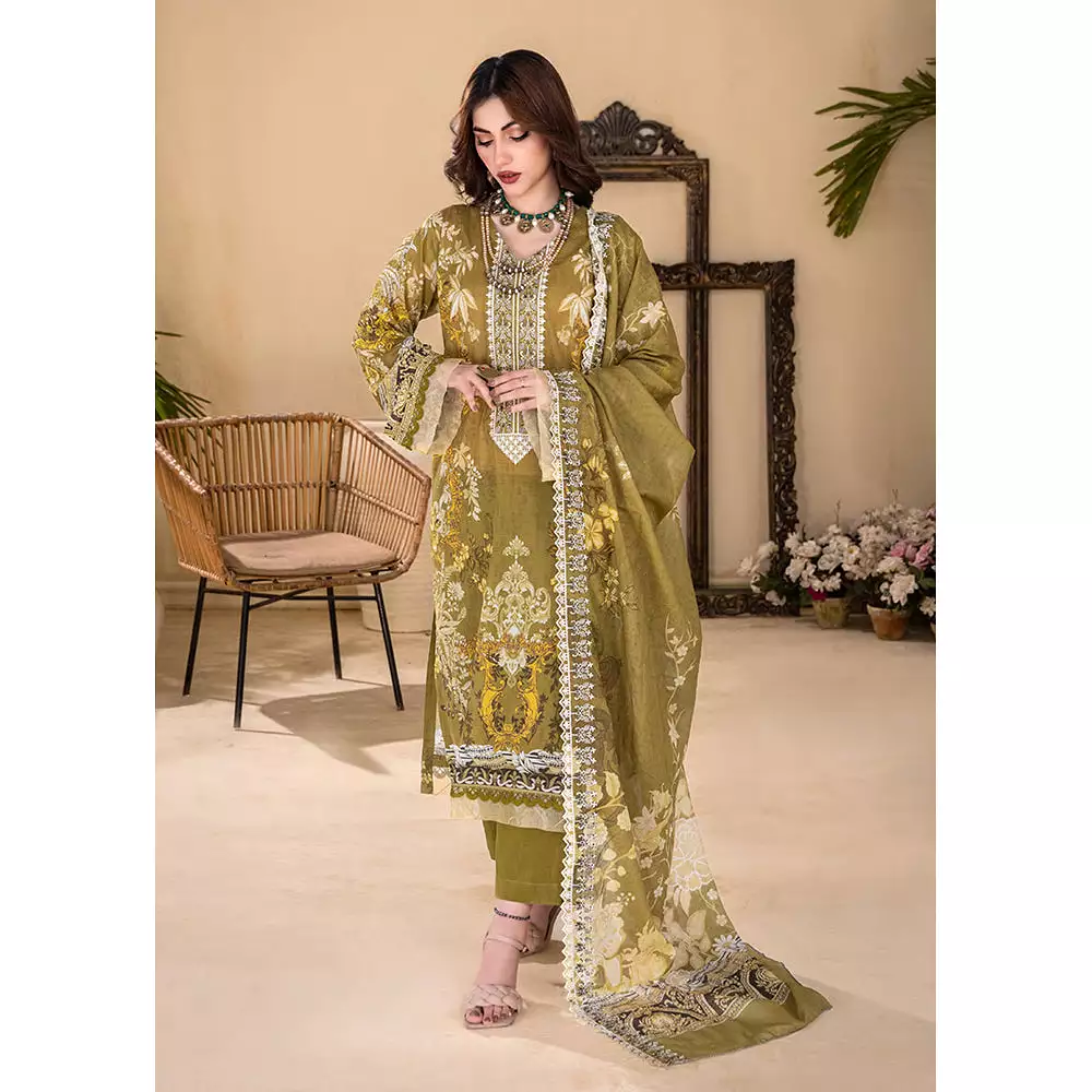 Ruby Lawn Printed Embroidered Unstitched 3Pcs Suit - 6