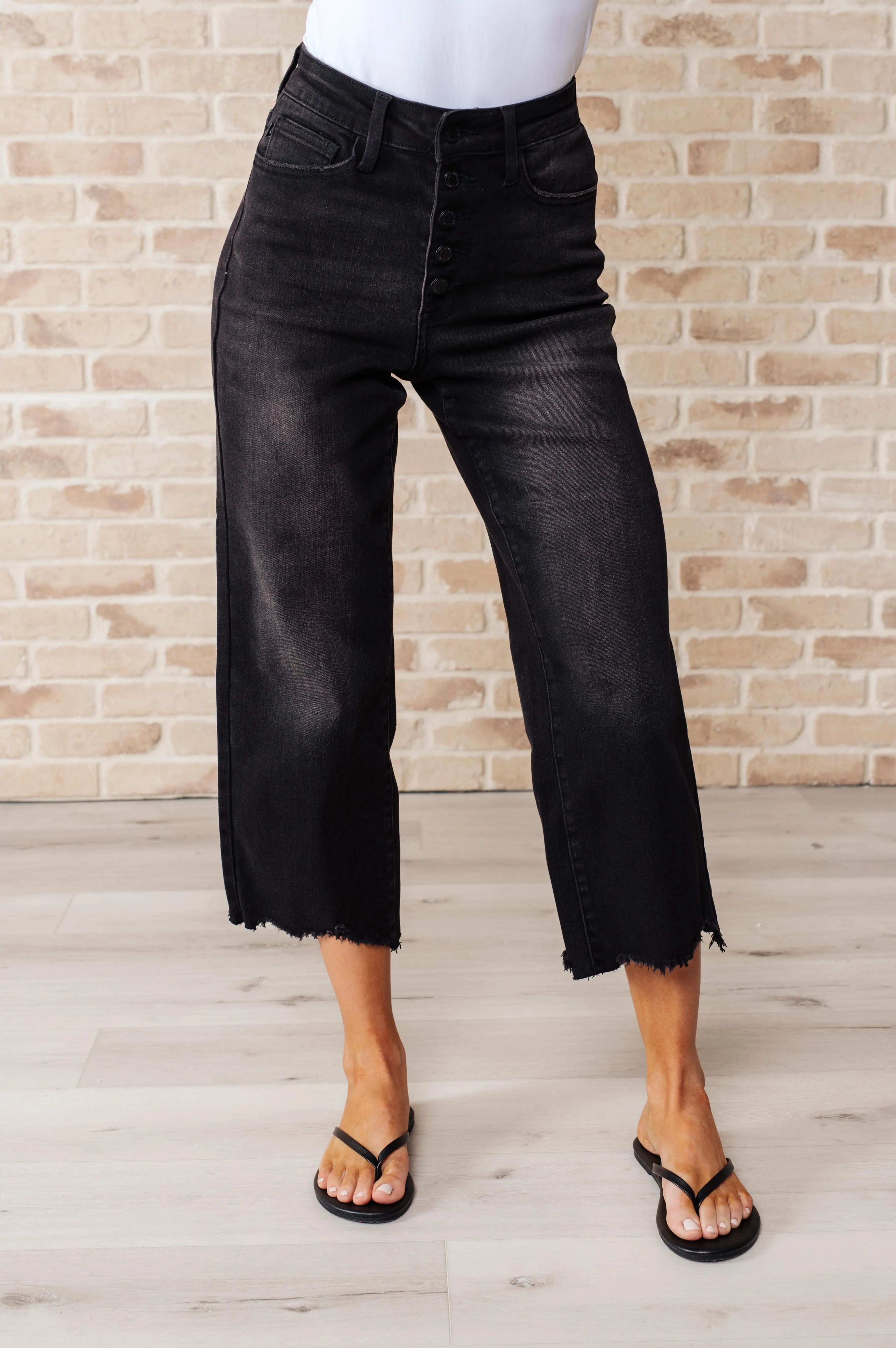 Ryan High Rise Button Fly Wide Leg Crop Judy Blue