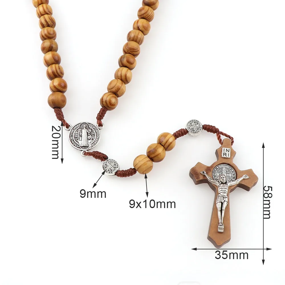 Saint Benedict wooden Rosary (Buy one get a saint Benedict pocket rosary FREE)