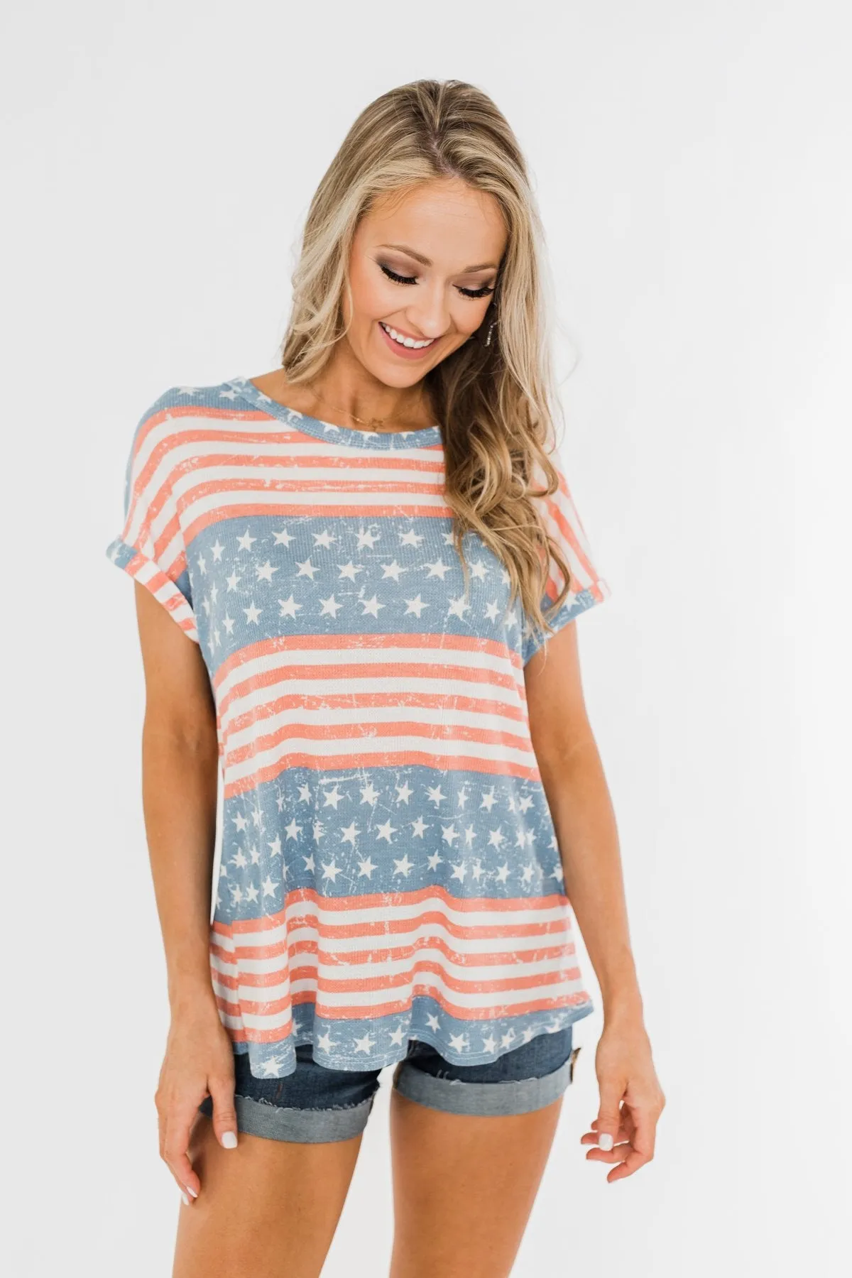 Show Your Spirit Printed Top- Americana