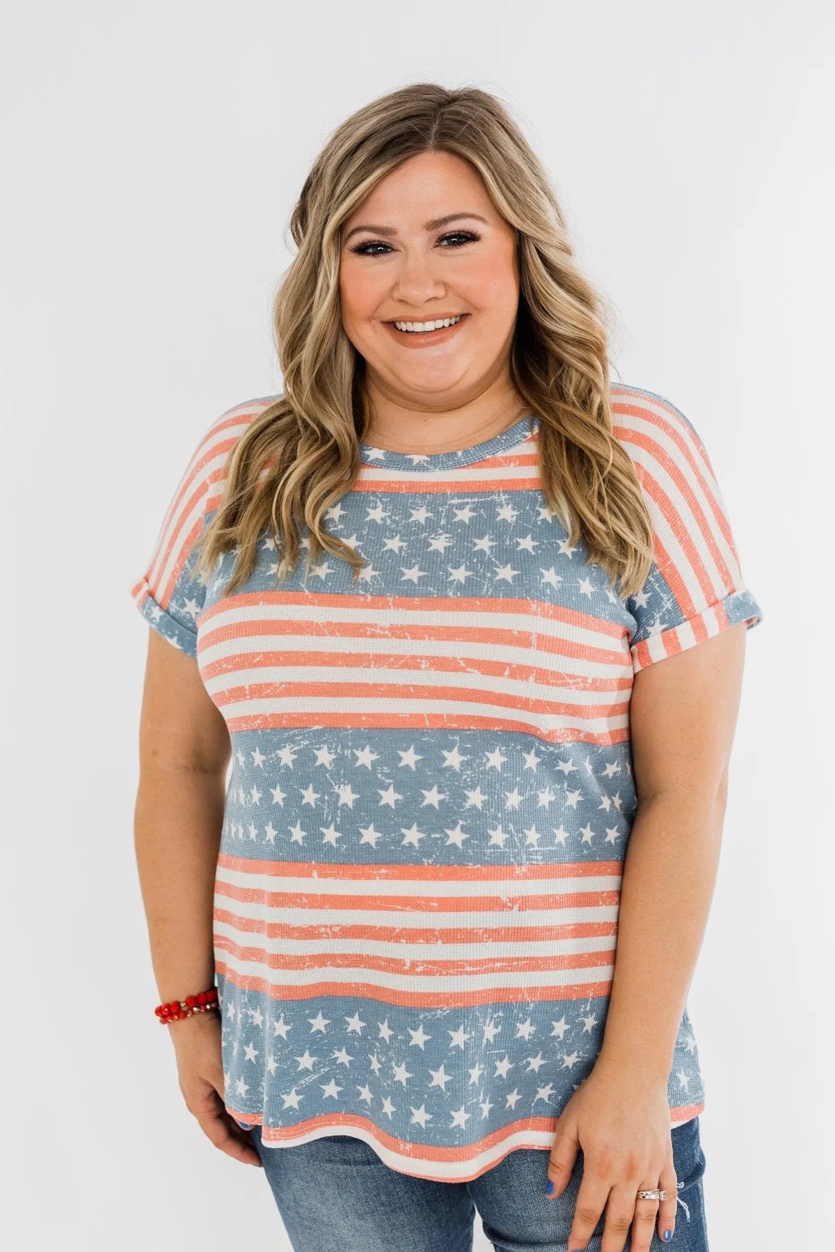 Show Your Spirit Printed Top- Americana