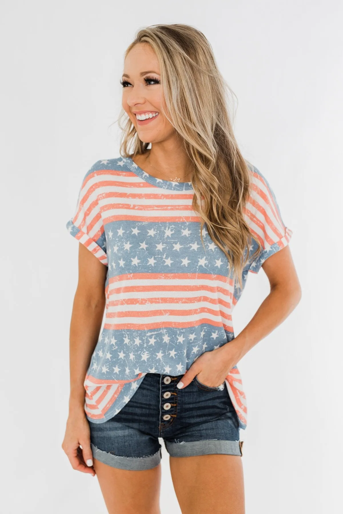 Show Your Spirit Printed Top- Americana