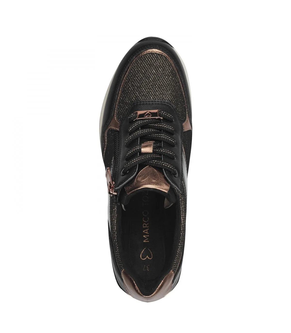 Sneaker By Marco Tozzi  Black/ Gold 23743