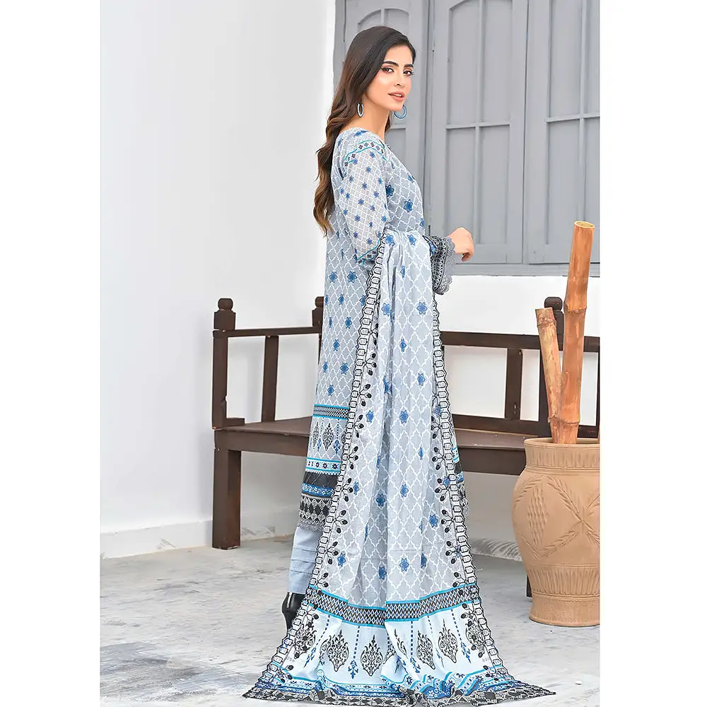 Sophia Lawn Printed Embroidered Unstitched 3Pcs Suit - 6