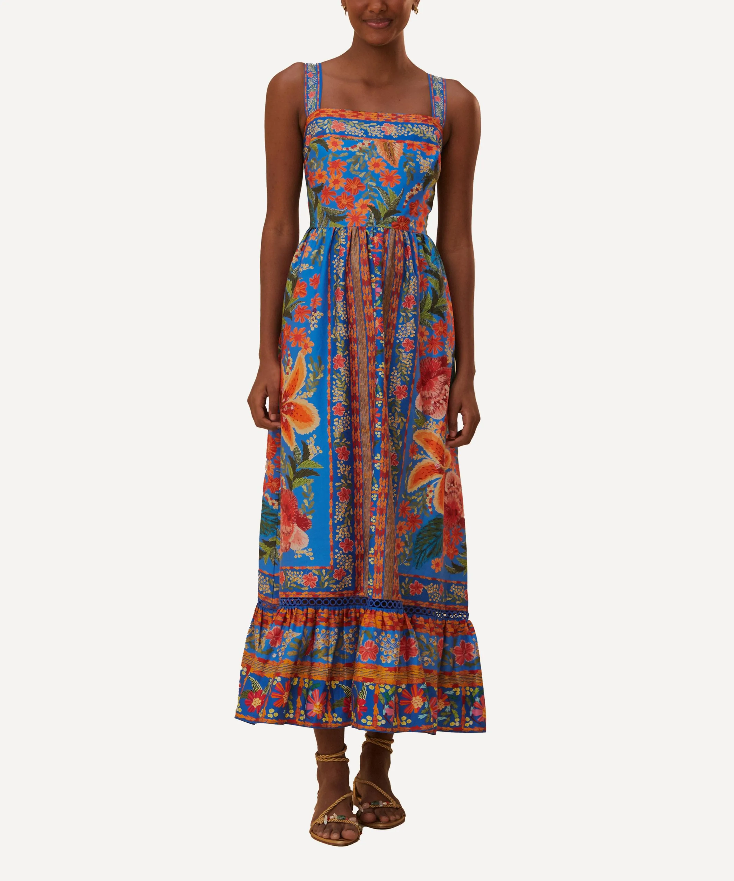 Stitched Garden Blue Maxi-Dress