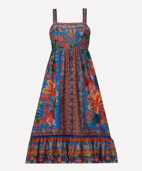 Stitched Garden Blue Maxi-Dress