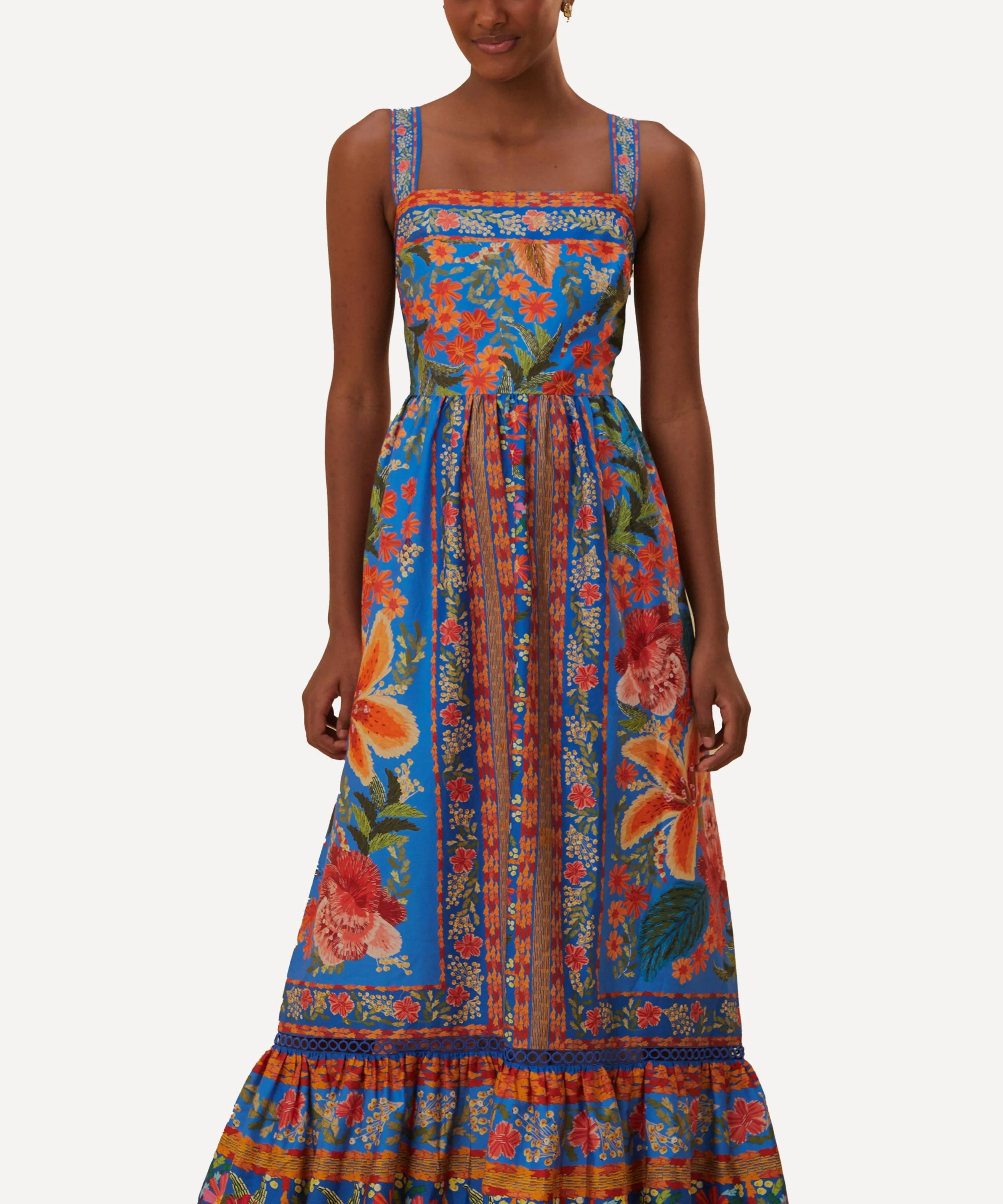 Stitched Garden Blue Maxi-Dress