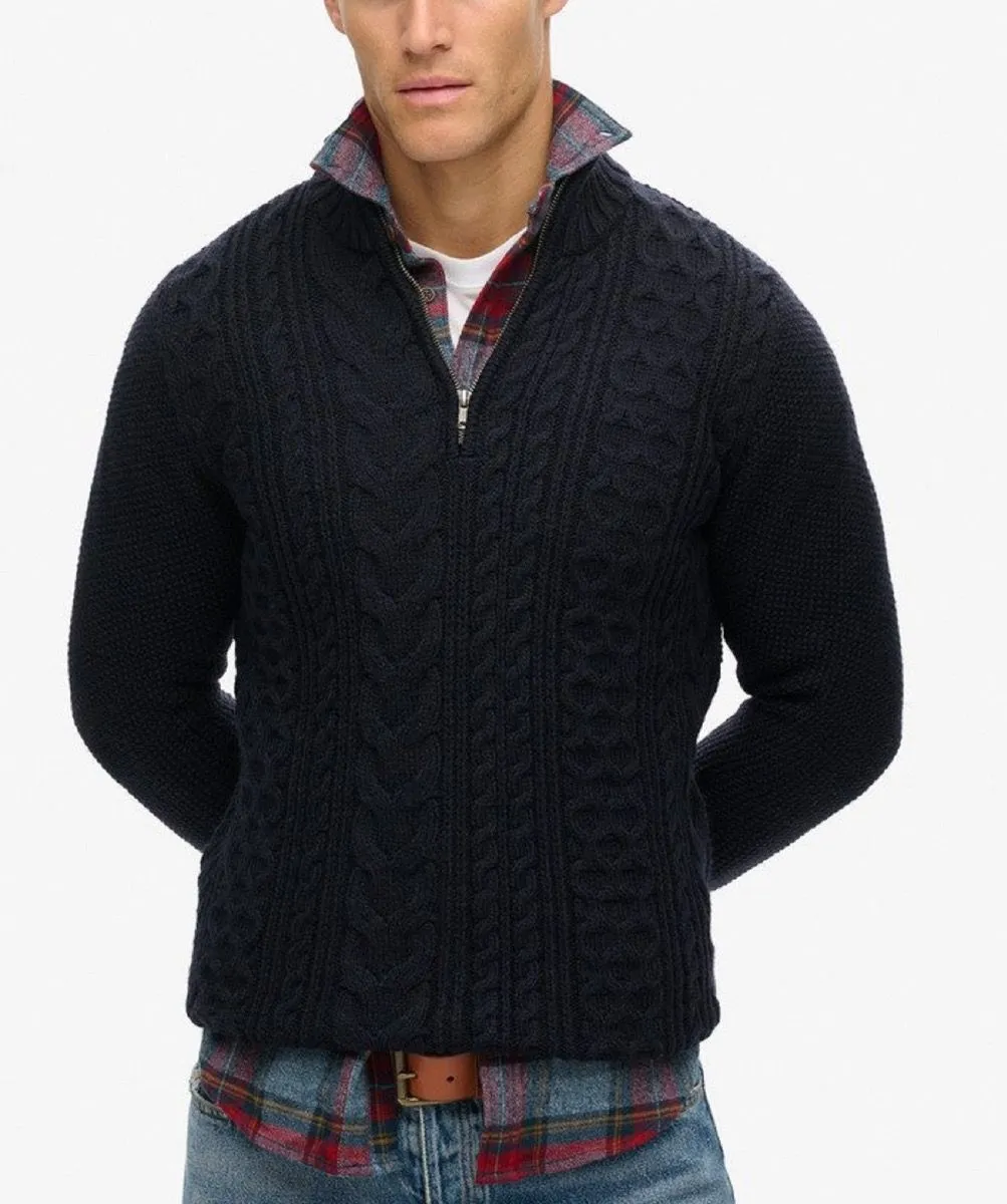 Superdry Jacob Half Zip Knitted Jumper Eclipse