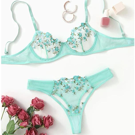 Sweet Green Cute Floral Lingerie SP18627