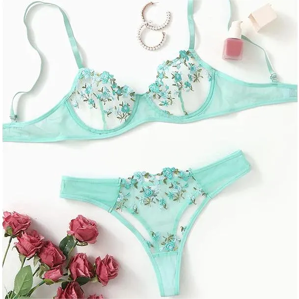 Sweet Green Cute Floral Lingerie SP18627