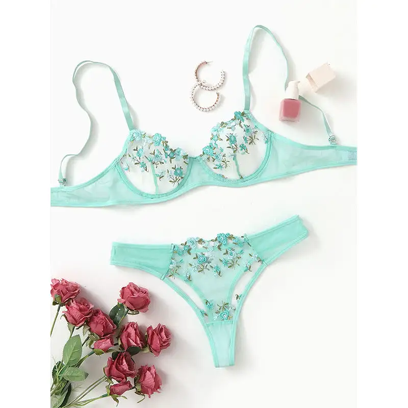 Sweet Green Cute Floral Lingerie SP18627