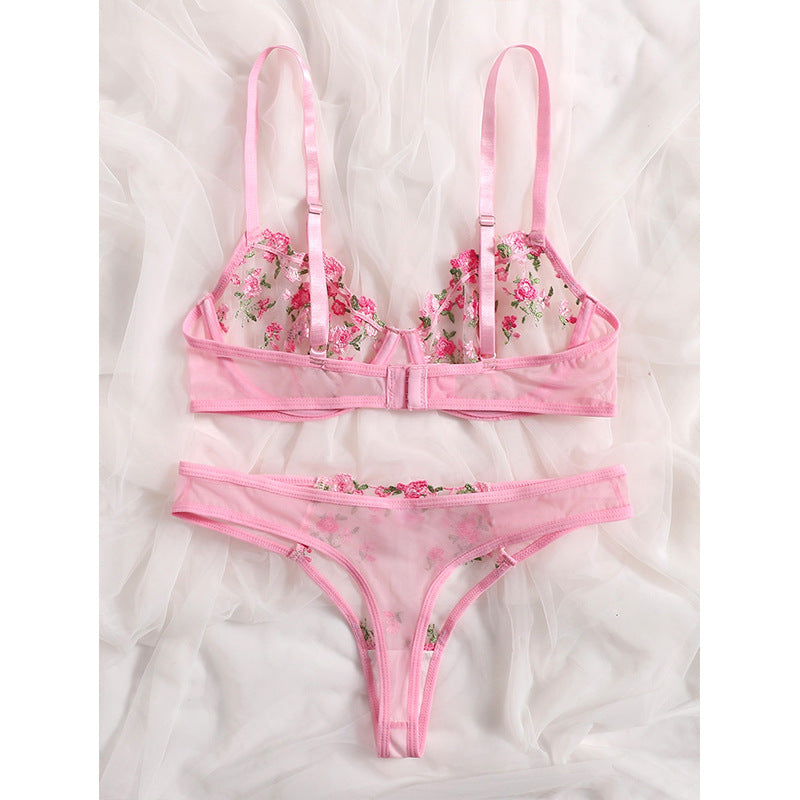 Sweet Pink Cute Floral Lingerie