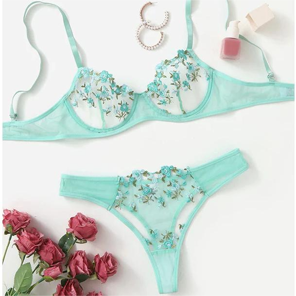 Sweet Pink Cute Floral Lingerie