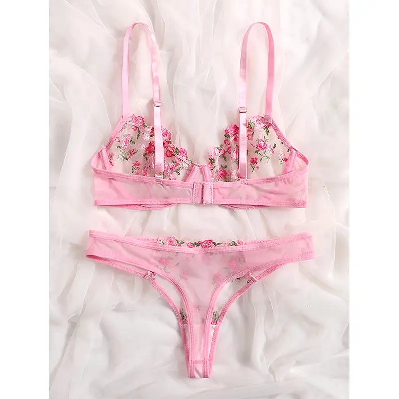 Sweet Pink Cute Floral Lingerie