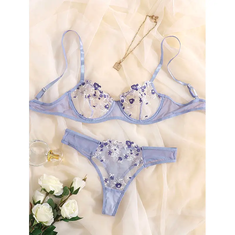 Sweet Purple Cute Floral Lingerie SP18627