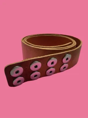 Tan Caramel Vintage Leather Belt with Popper Details 42/44 – XL / XXL