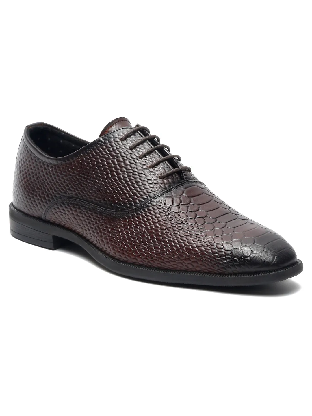 Teakwood Leather Men T.moro Snake Print Leather Oxfords