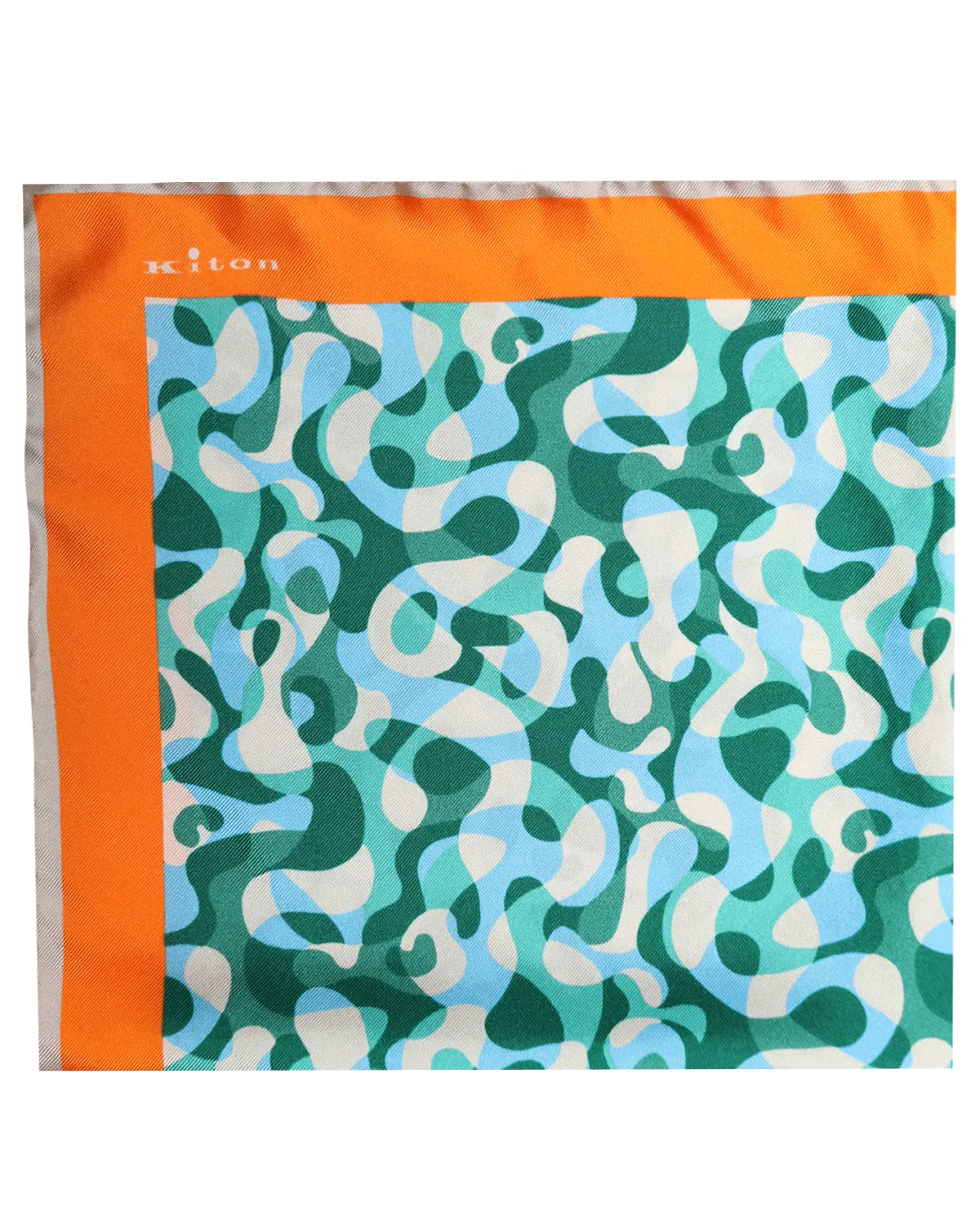 Teal and Orange Swirl Pocket Square