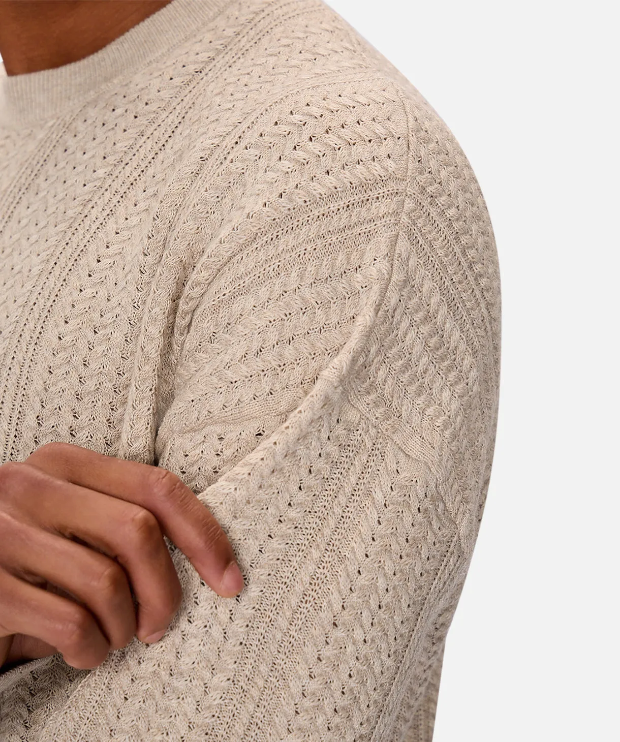 The Alessio Crew Neck Sweater - Oat Melange