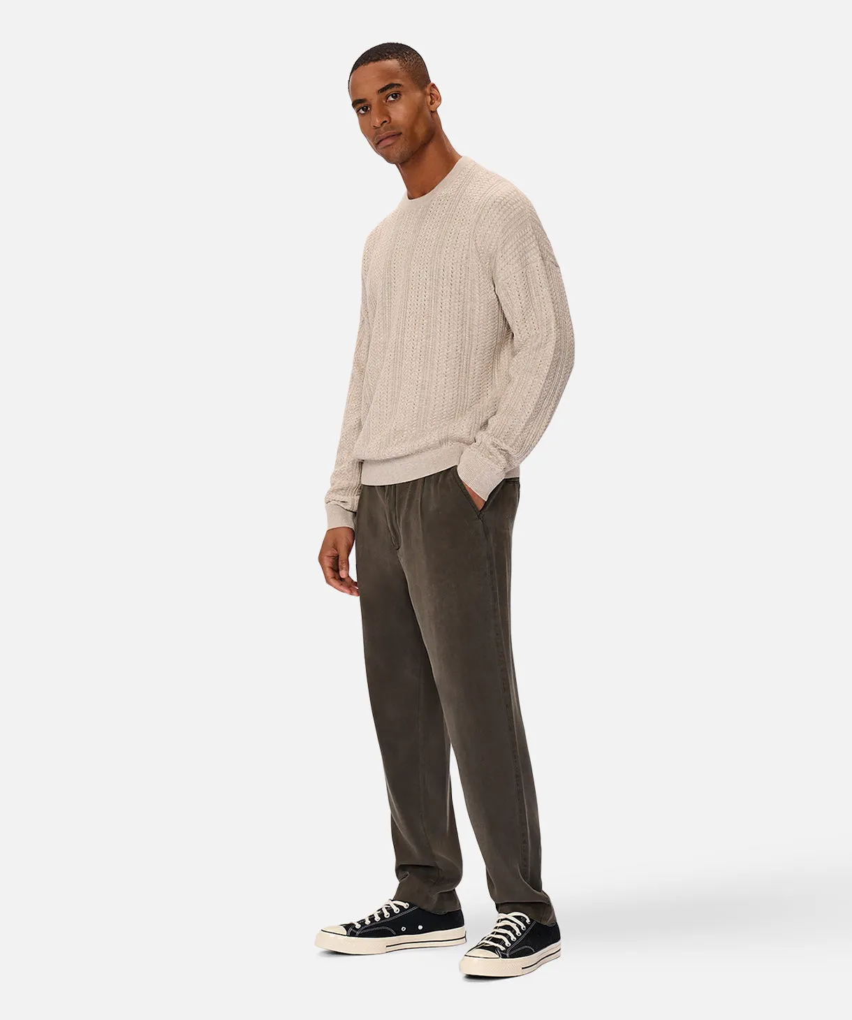 The Alessio Crew Neck Sweater - Oat Melange