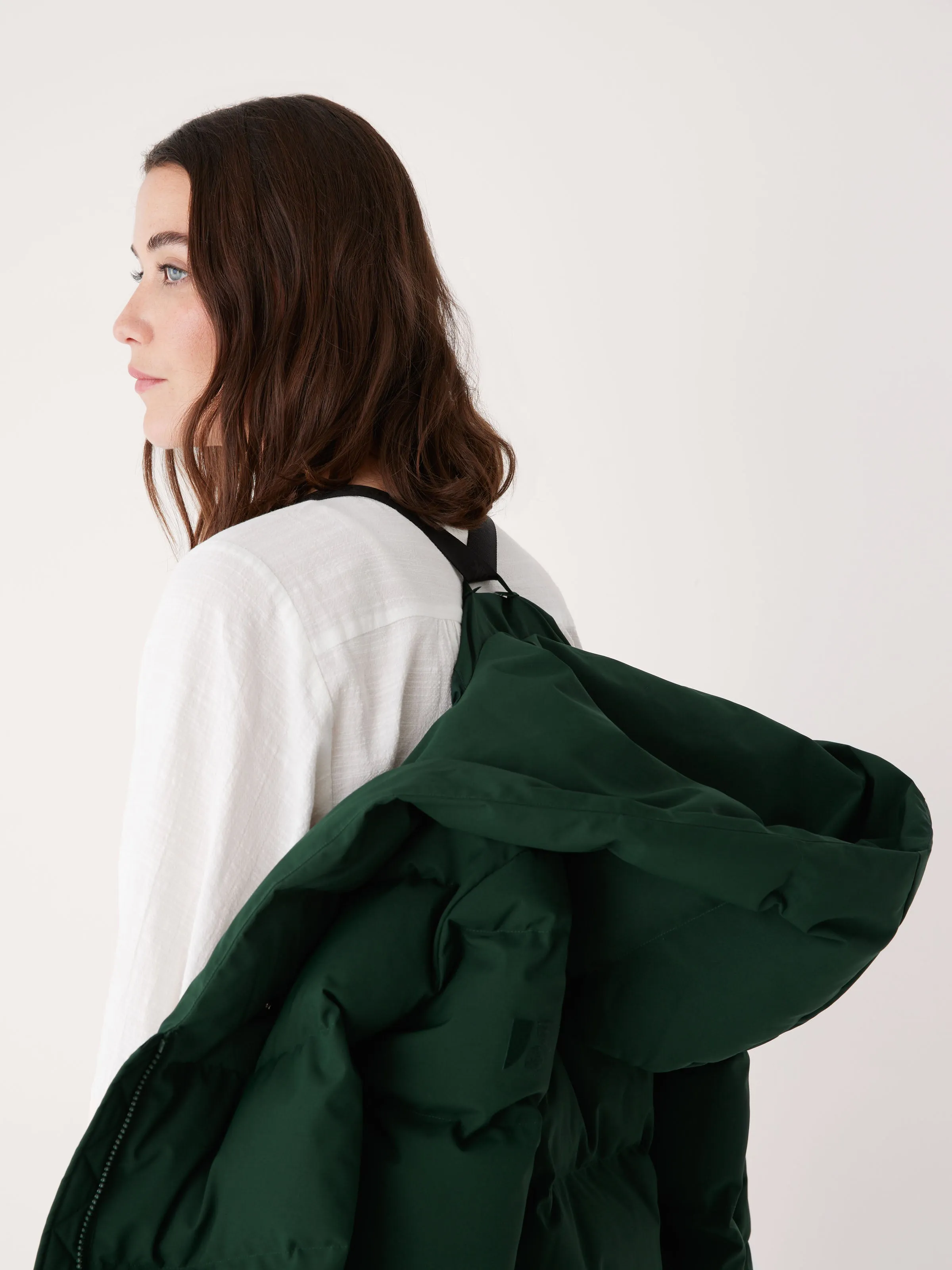 The Highland Long Puffer Coat in Forest Green