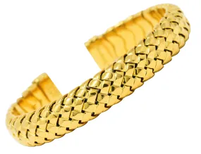 Tiffany & Co. Vintage 18 Karat Yellow Gold Vanneire Woven Cuff Bracelet