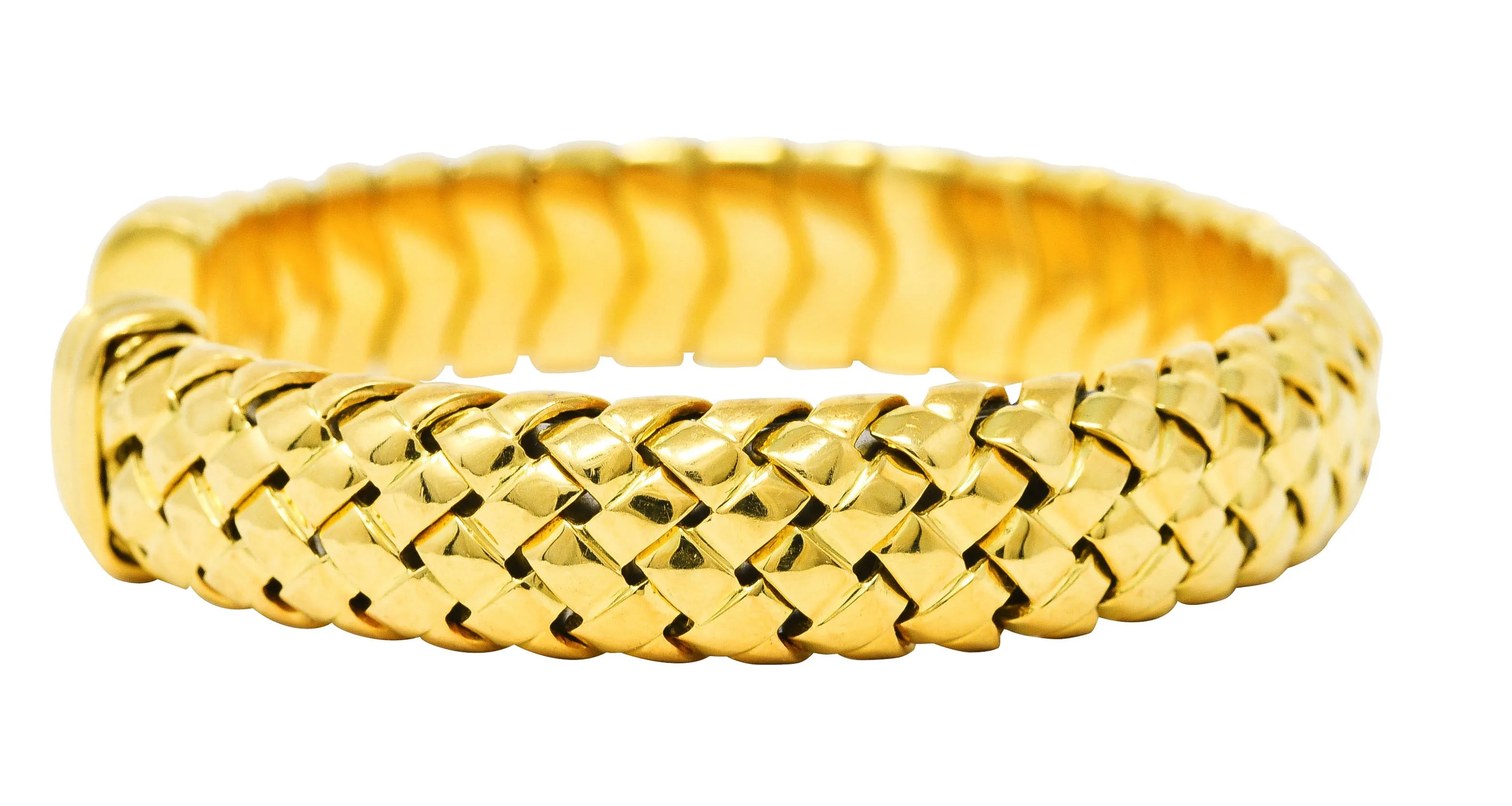 Tiffany & Co. Vintage 18 Karat Yellow Gold Vanneire Woven Cuff Bracelet