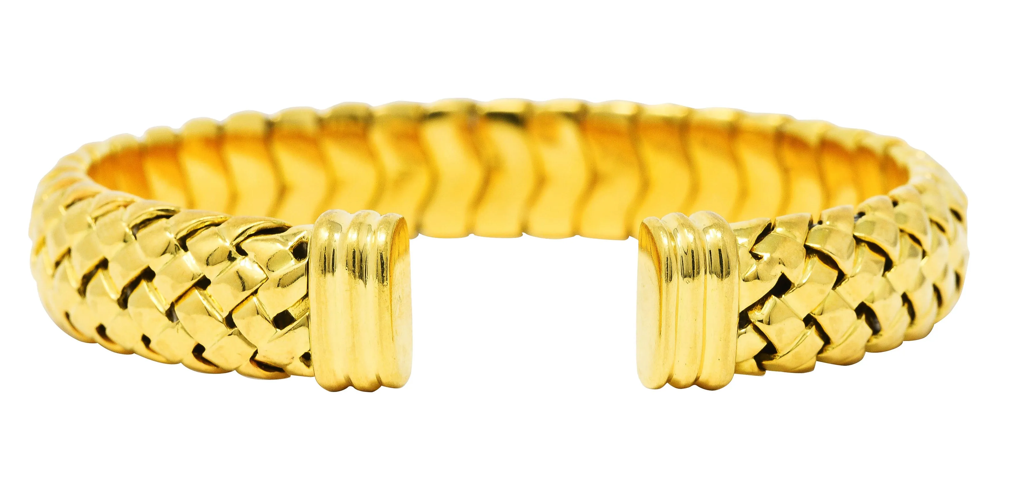 Tiffany & Co. Vintage 18 Karat Yellow Gold Vanneire Woven Cuff Bracelet