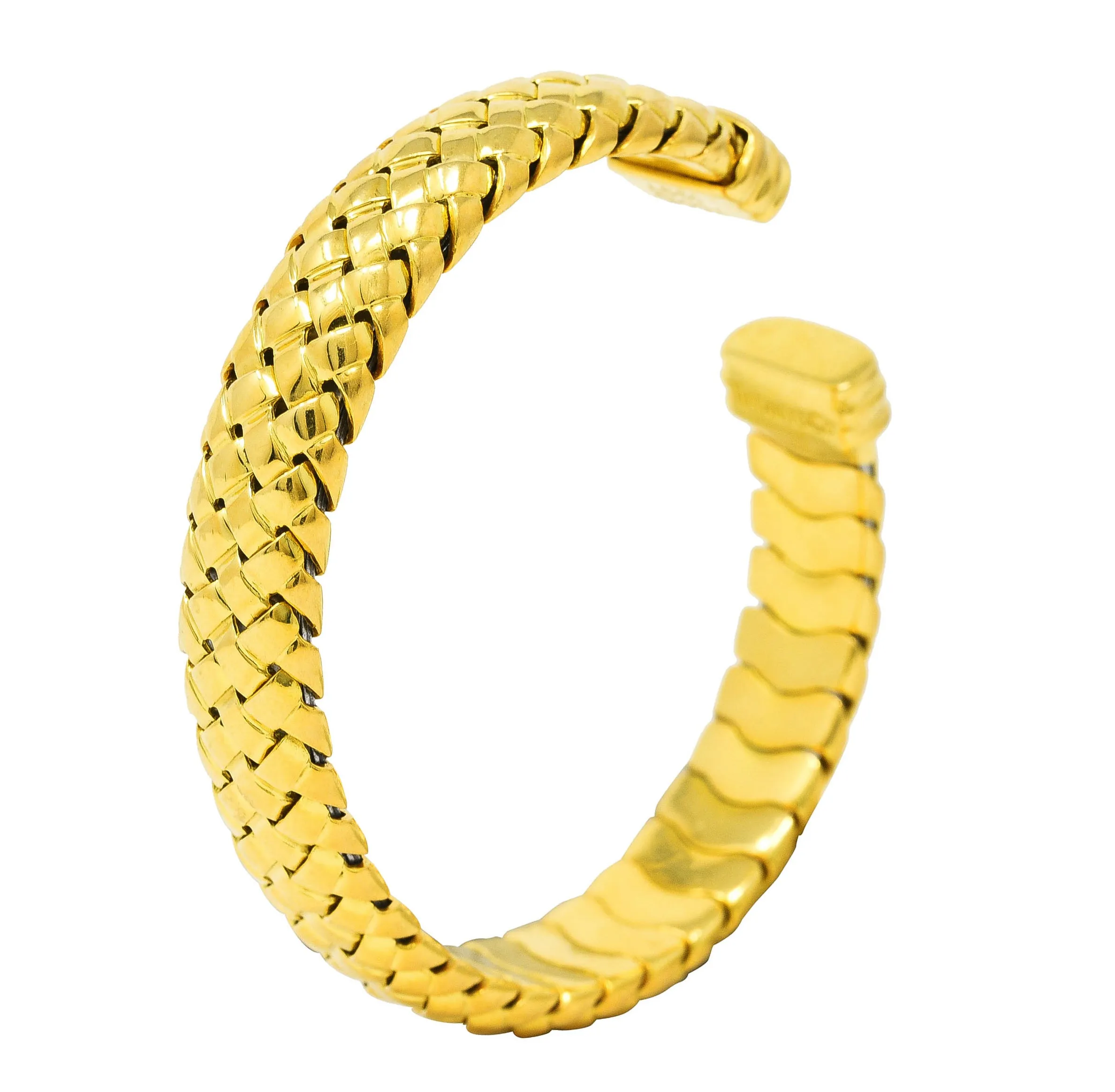 Tiffany & Co. Vintage 18 Karat Yellow Gold Vanneire Woven Cuff Bracelet