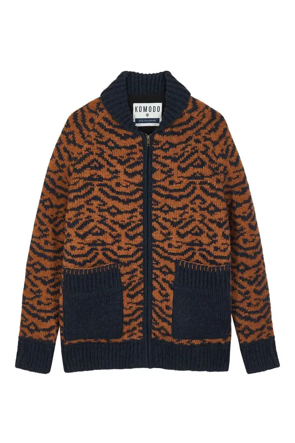 TIGER RUG - Lambswool Jacket Tiger Rug Jacquard