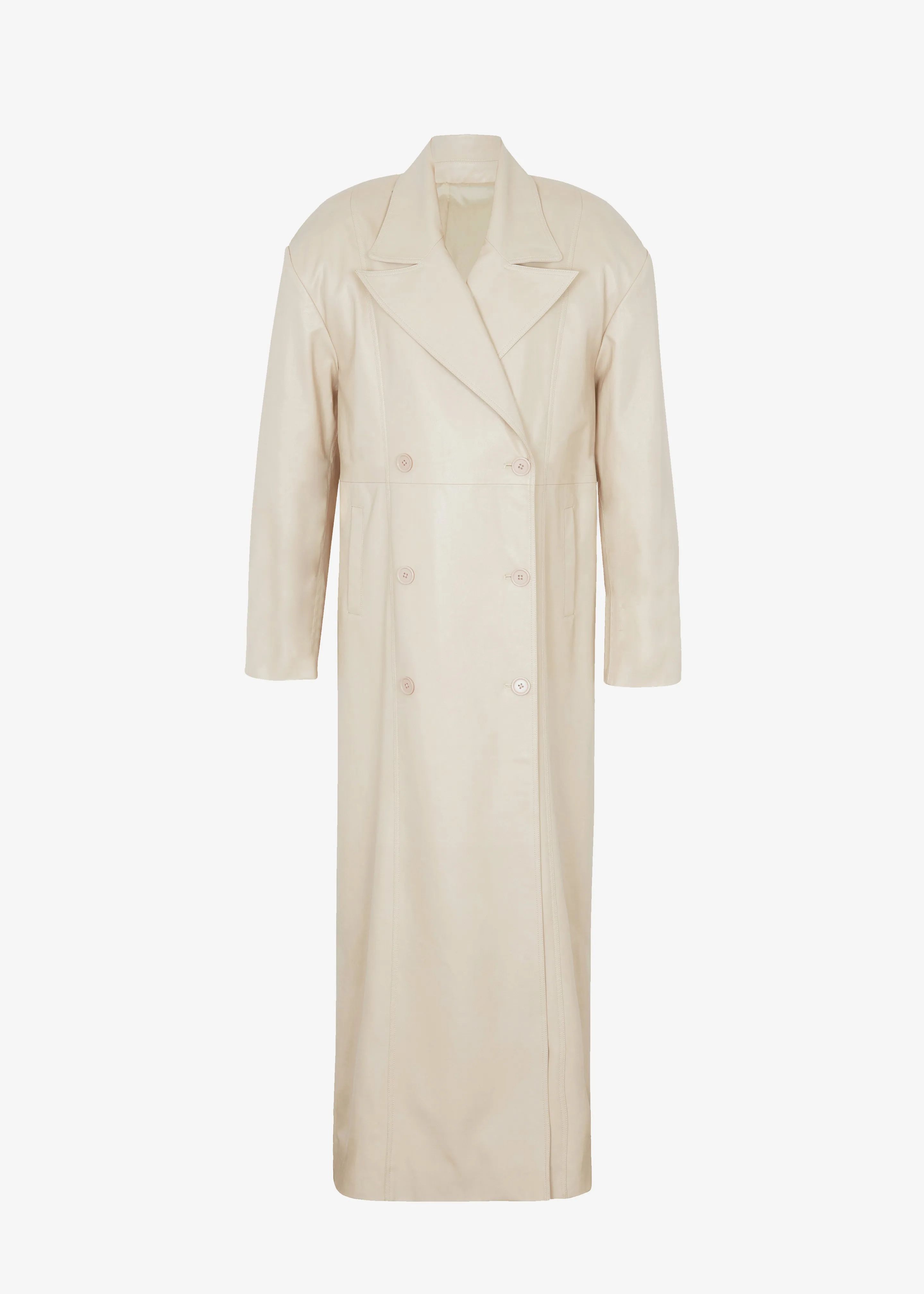 Tina Faux Leather Trench Coat - Mastic