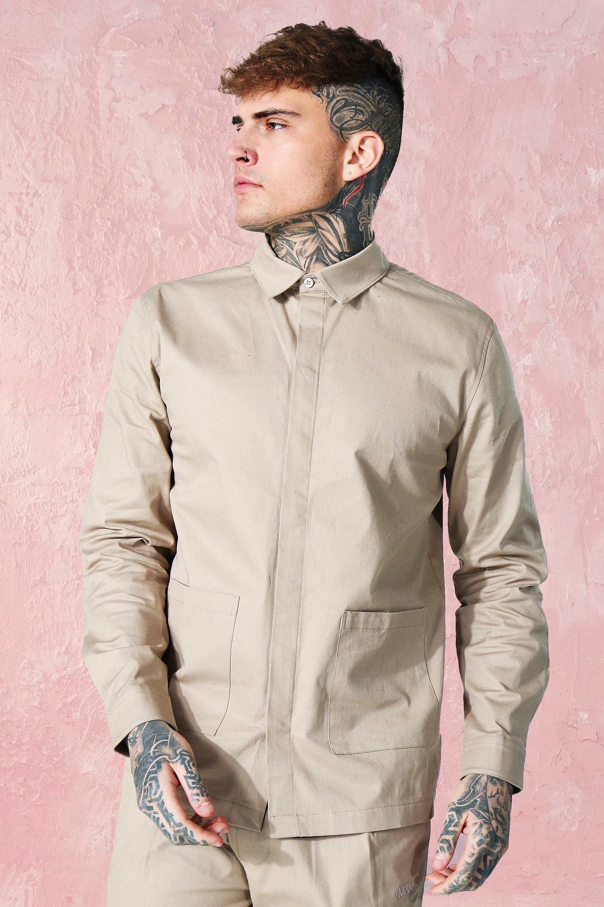 Twill Zip Through Regular Fit Shirt Jacket