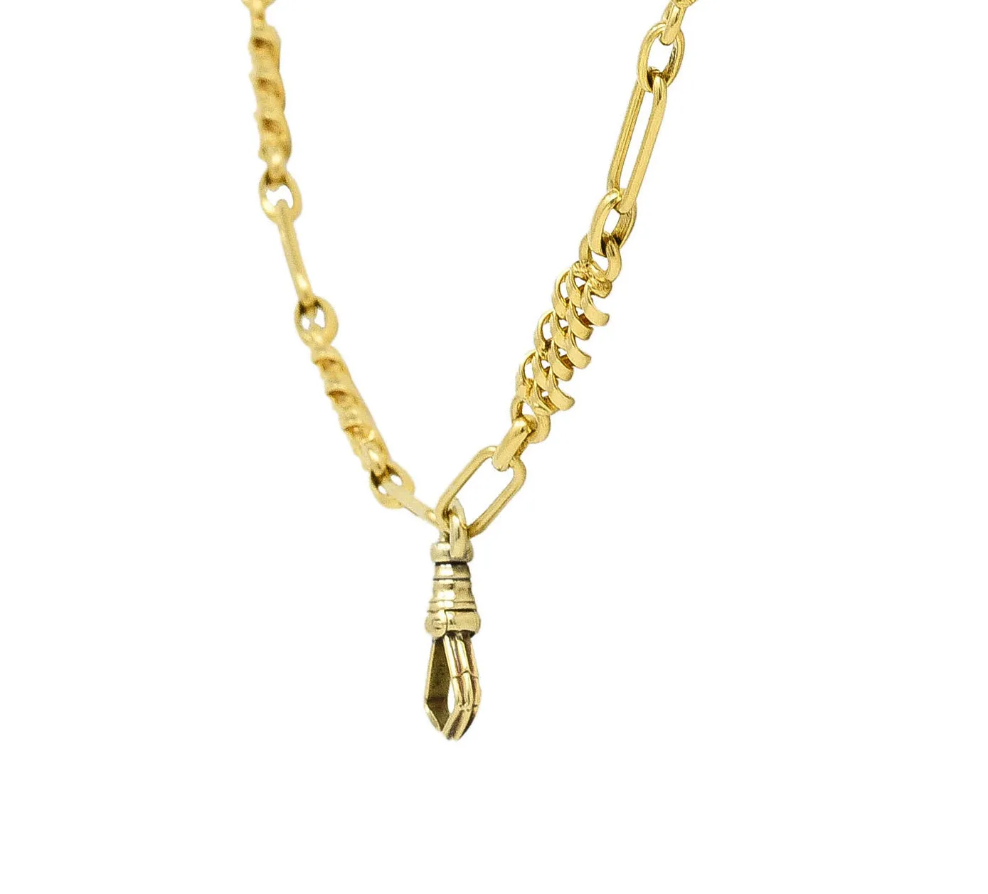 Victorian 18 Karat Yellow Gold Woven Twist Antique Chain Link Necklace