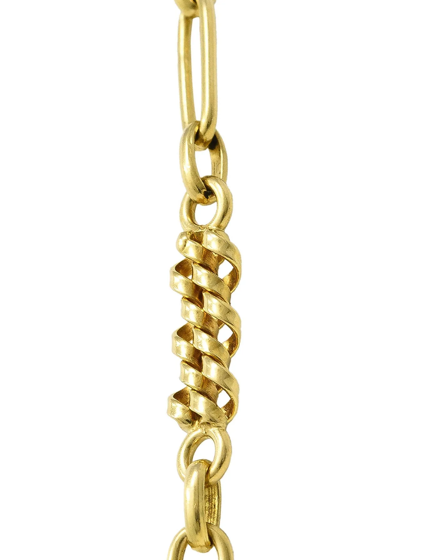 Victorian 18 Karat Yellow Gold Woven Twist Antique Chain Link Necklace