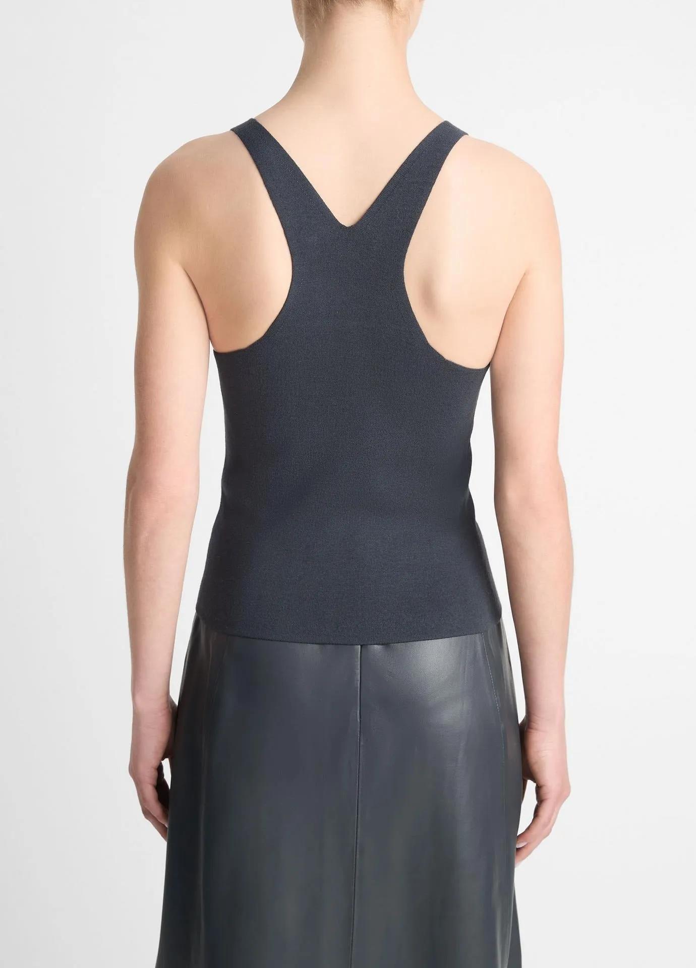 Vince Racerback Square Neck Tank in Graphite