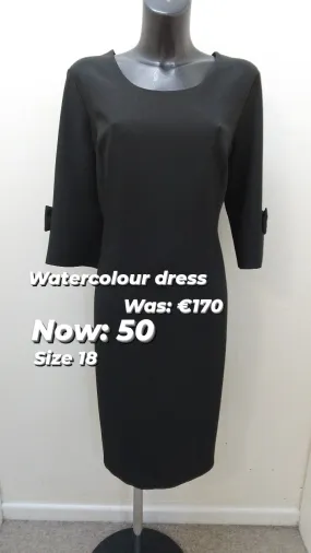 W112 Watercolours 1/4 sleeve black dress