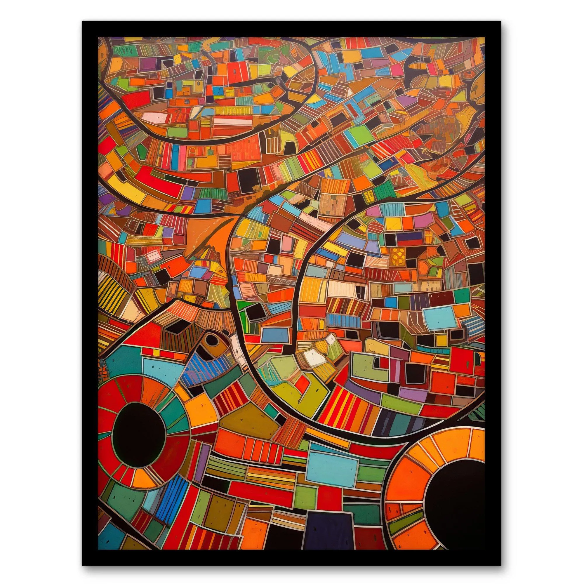 Wall Art & Pictures | Aerial African Abstract Africa Bright Colours Artwork Framed Wall Art Print A4 | Artery8