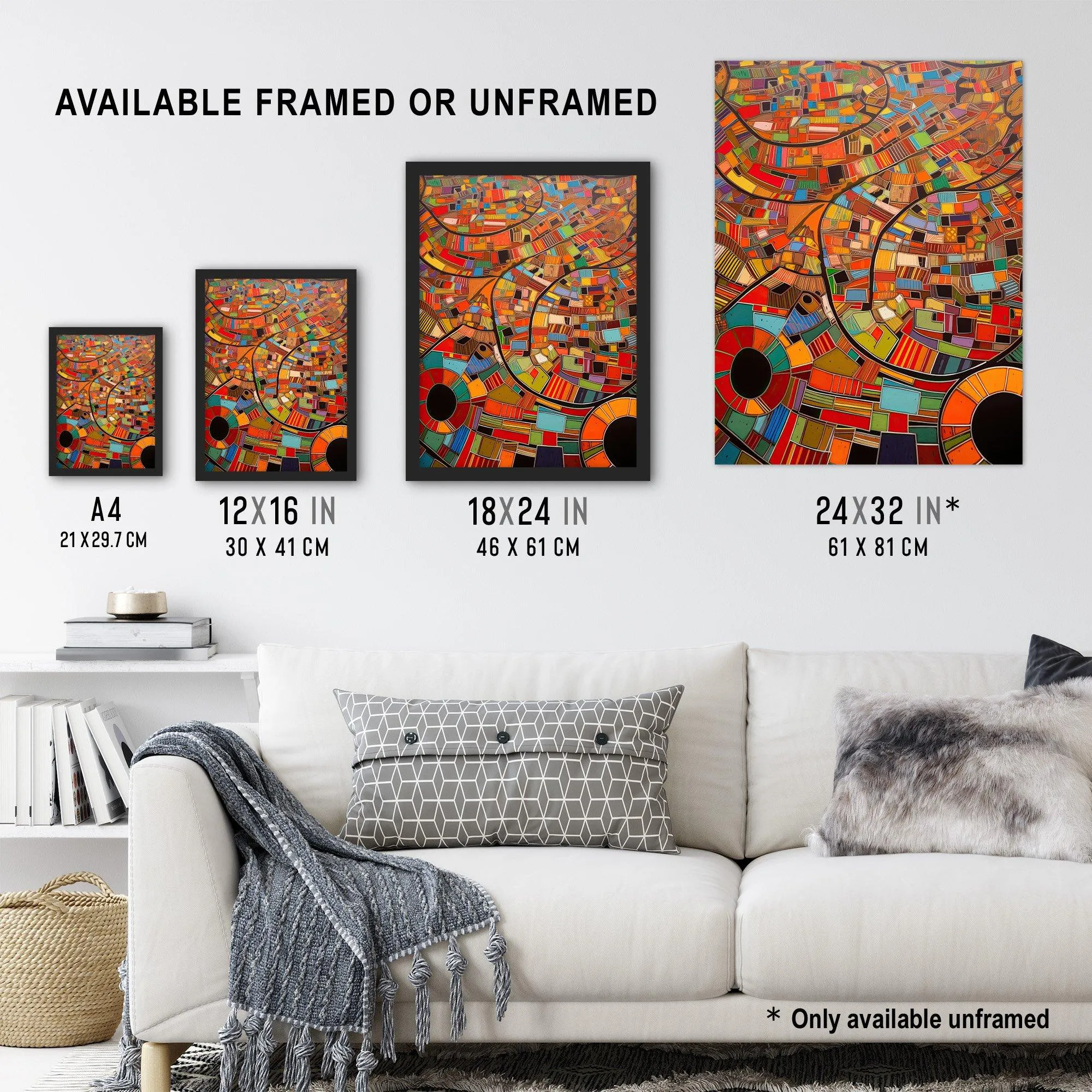 Wall Art & Pictures | Aerial African Abstract Africa Bright Colours Artwork Framed Wall Art Print A4 | Artery8